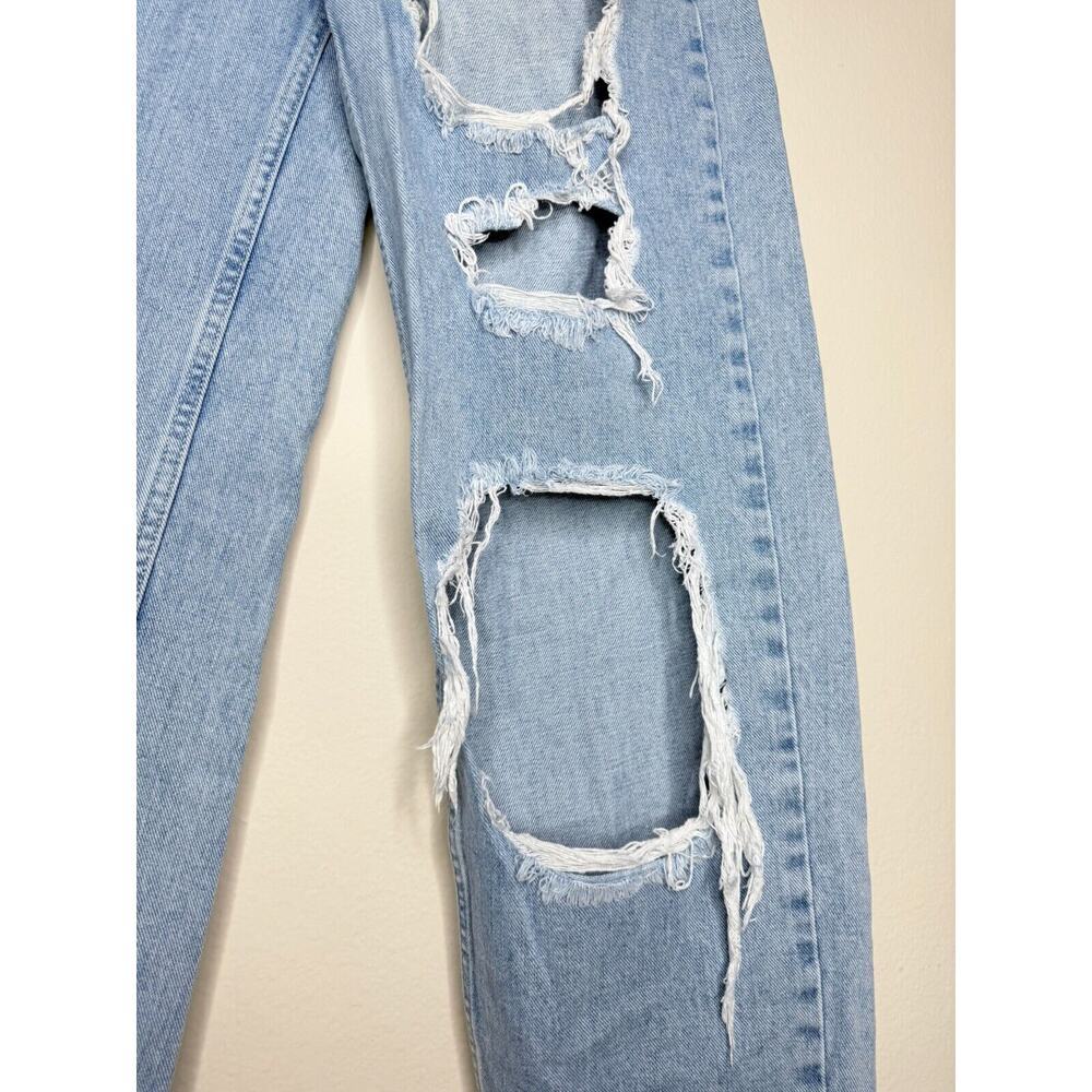 BDG 26x27 High Rise Baggy Blue Distress Jeans Button Zip Straight Flare Button - Picture 8 of 14
